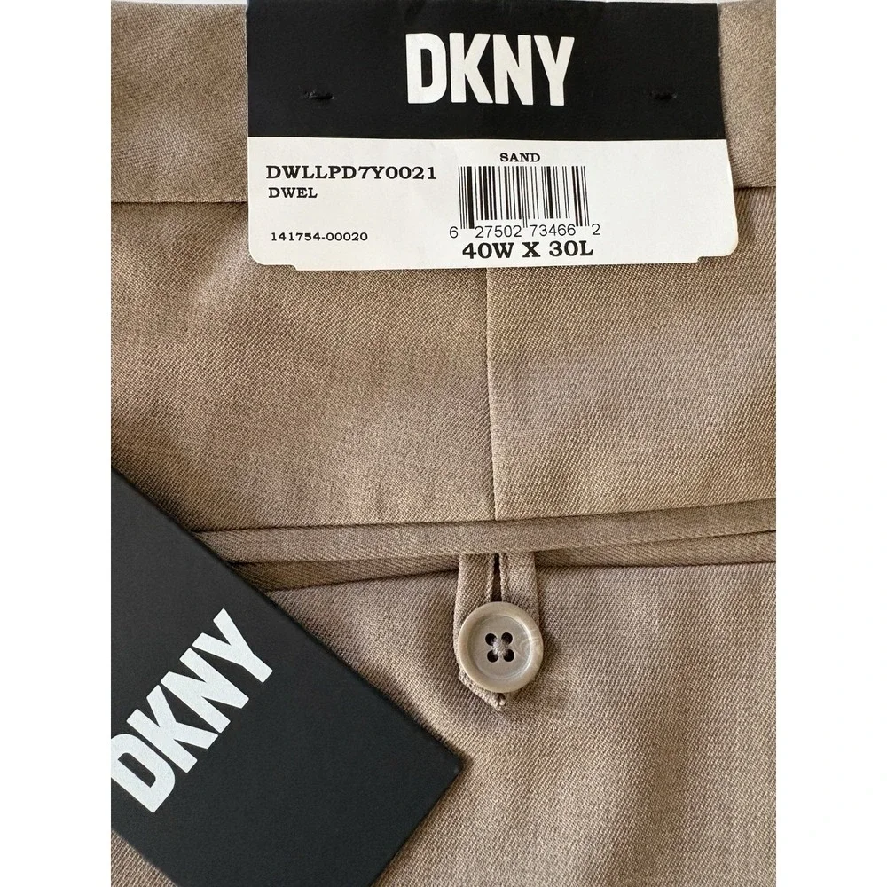 DKNY‎ 40x30 Tan Brown Men's Flat Front Dress Pants NWT